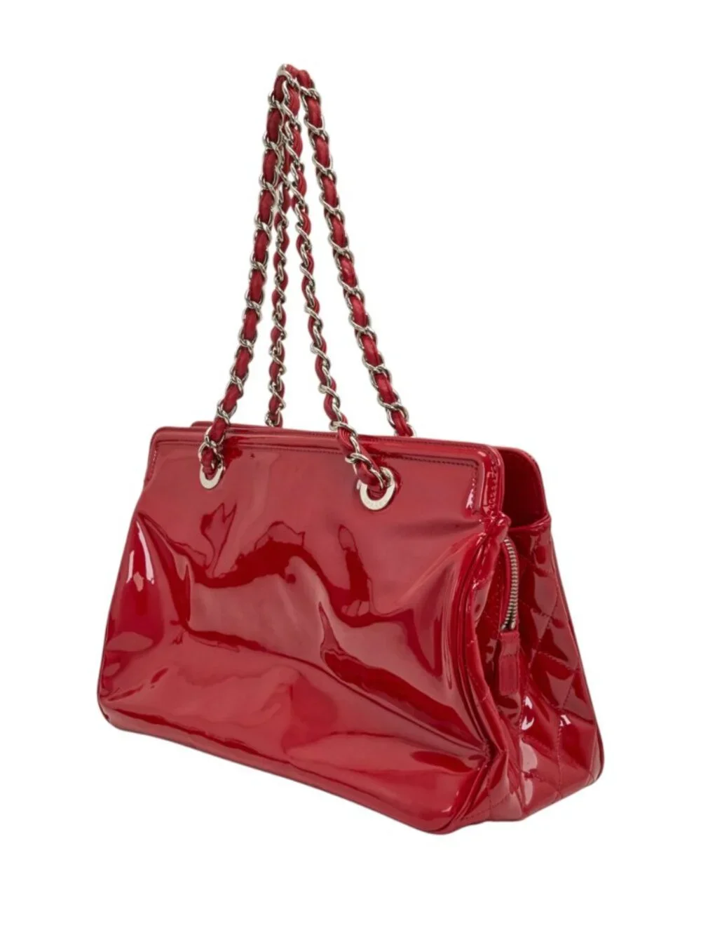 Chanel 10C Collection Red Patent Shopping Tote Bag